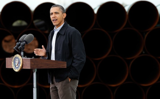 President Obama Speaks At Southern Site Of The Keystone Oil Pipeline